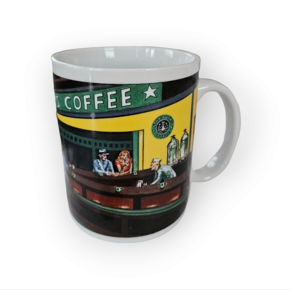 VTG Starbucks Night Cafe Diner Scene D. Burrows Charleur 12 Oz Coffee Tea Mug